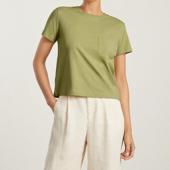 Everlane Box Cut Tee Womens XXS Green Organic Classiccore Elevated Basic Casual - Picture 2 of 9